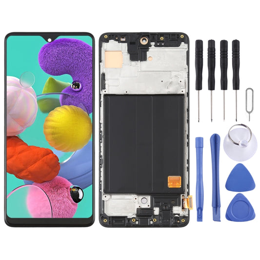 OLED Material LCD Screen and Digitizer Full Assembly with Frame for Samsung Galaxy A51 4G SM-A515(6.36 inch)