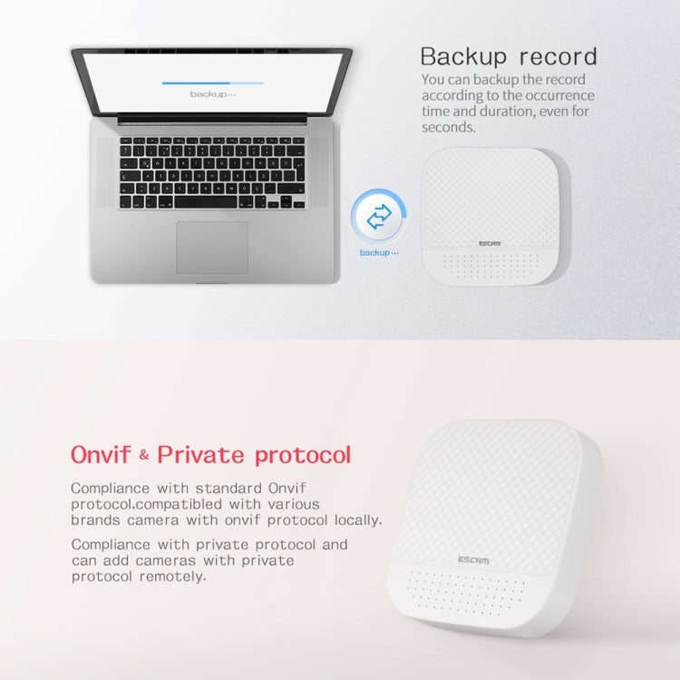 ESCAM PVR204 1080P 4CH+2CH ONVIF NVR Digital Video Recorder with 2CH Cloud Channel for IP Camera System