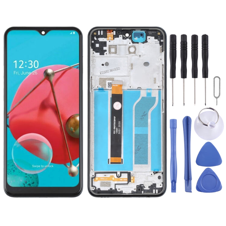 LCD Screen and Digitizer Full Assembly With Frame for LG K51 LM-Q510N, For LG K51