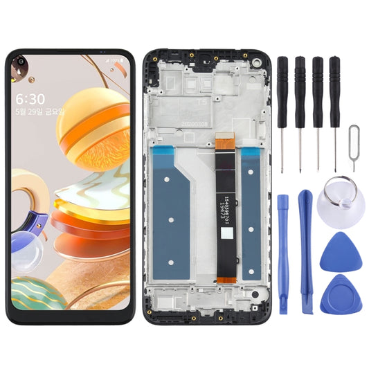 LCD Screen and Digitizer Full Assembly With Frame for LG Q61, For LG Q61