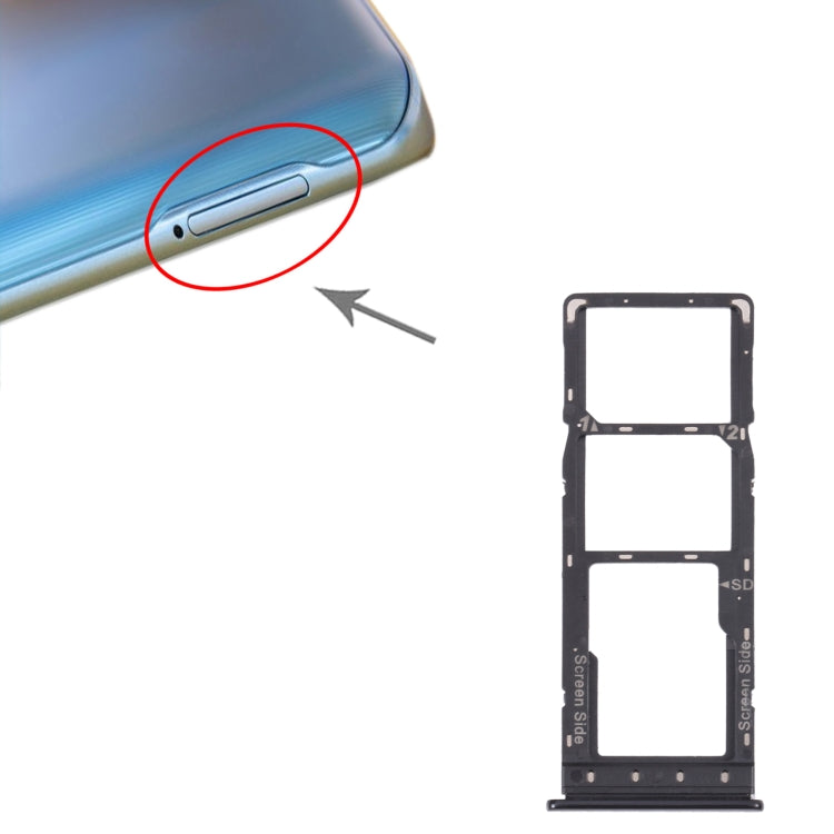 For Tecno Spark 6 KE7 SIM Card Tray + SIM Card Tray + Micro SD Card Tray