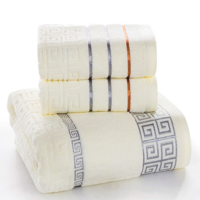 3 PCS Plaid Cotton Towel Bath Set