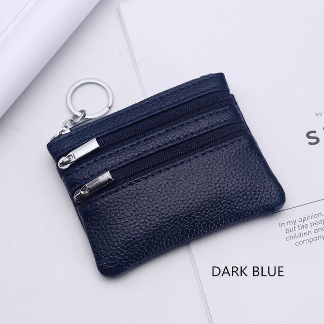 Genuine Leather Women Small Wallet Change Purses Zipper Card Holder Wallets