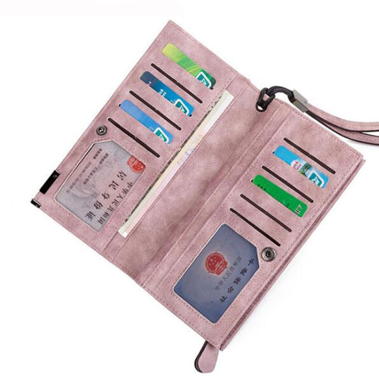 Fashion Ladies Zipper Long Dull Polish Retro PU Leather Wallet Clutch Coin Purse