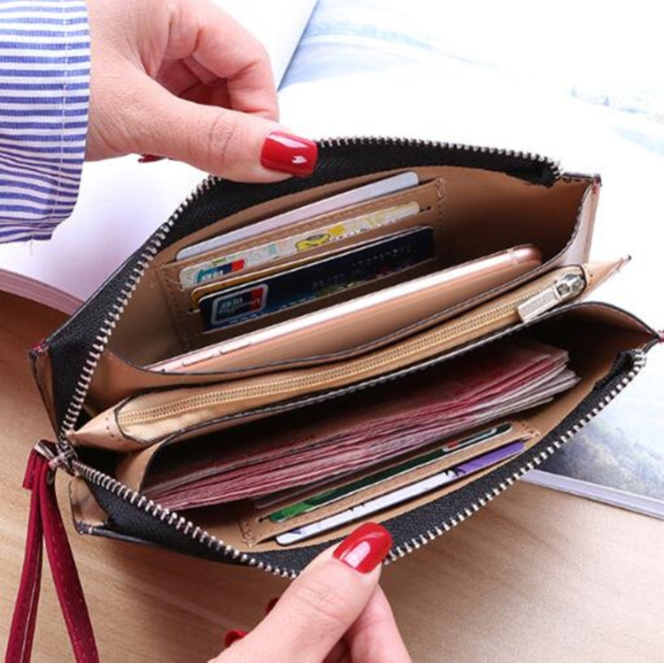 Women Zip Wallet Long Clutch Multi Card Holder Wallet Wrist Wallet