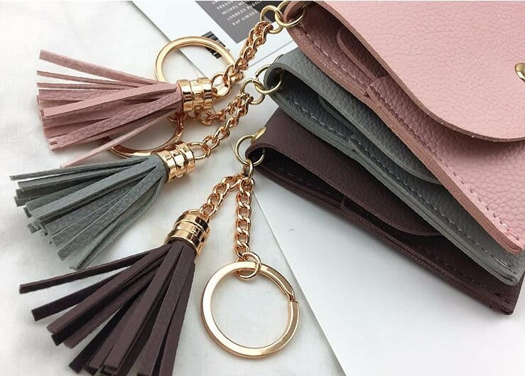 Fashion Women Wallet Short Leather Mini Casual ID Card Holders Bags Ladies Coin Clutch Tassel Bag