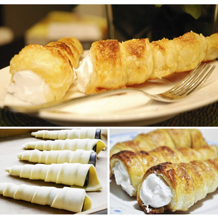 5 PCS Cone Roll Moulds Stainless Steel Spiral Nozzle Croissants Pastry Cream Horn Cake Mold
