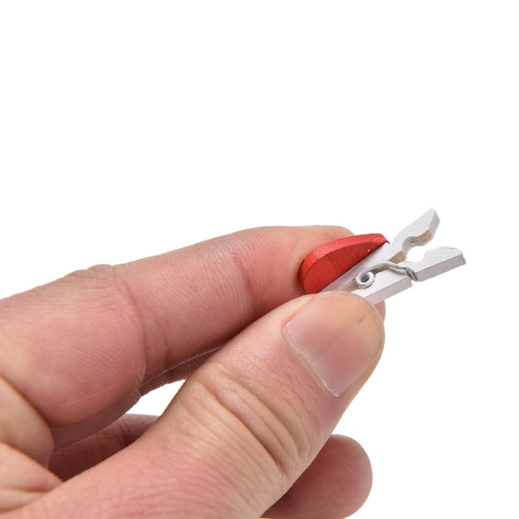 50 PCS Mini Red Heart Love Wooden Photo Paper Peg Pin Clothespin Craft Postcard Clips