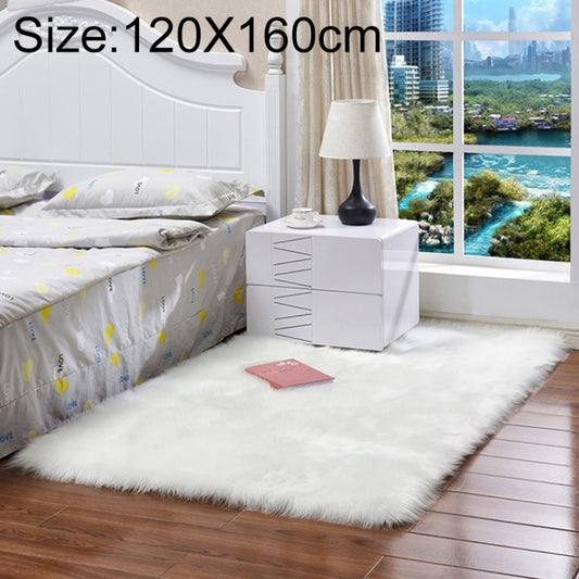 Luxury Rectangle Square Soft Artificial Wool Sheepskin Fluffy Rug Fur Carpet, 120x160cm
