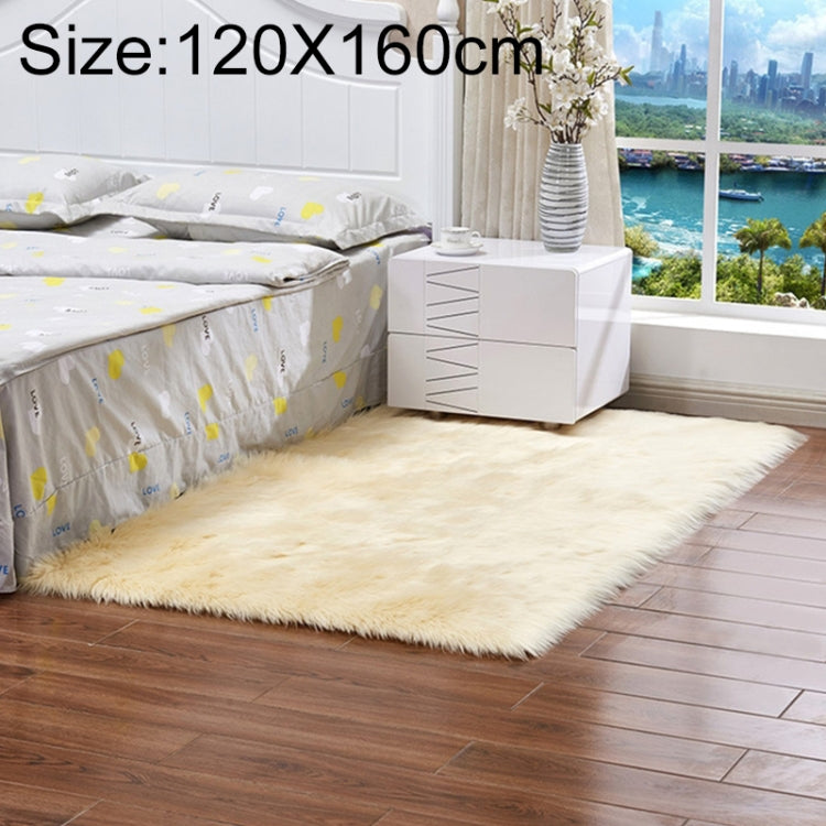 Luxury Rectangle Square Soft Artificial Wool Sheepskin Fluffy Rug Fur Carpet, 120x160cm