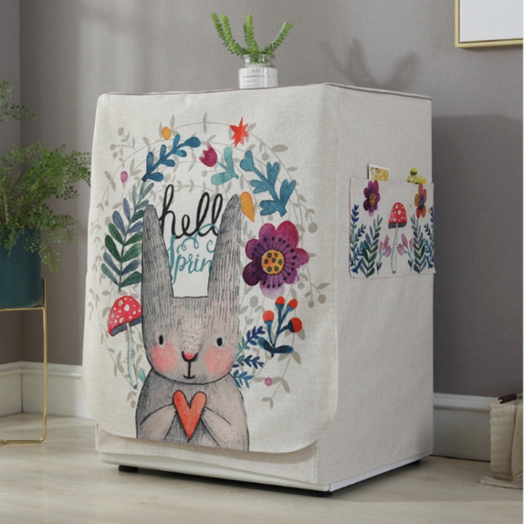 Cartoon Cotton and Linen Drum Roller Washing Machine Dust Cover