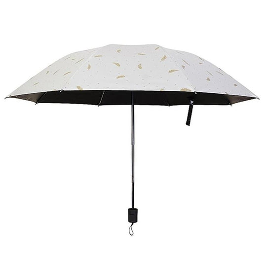 Feather Pattern Umbrella Dual-Use Three Folding Manual Control Portable Sunscreen Rain Umbrellas Windproof Parasol