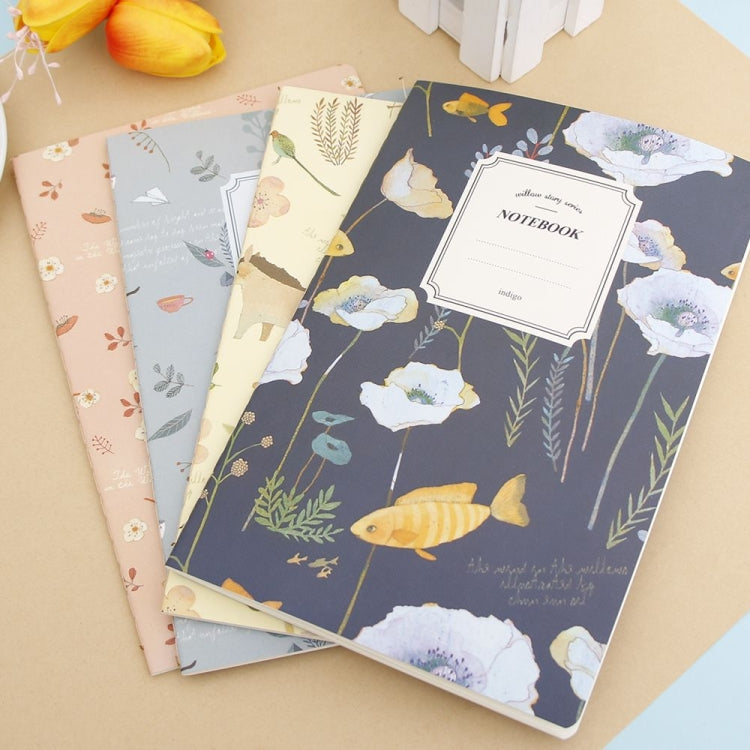 G12G108 Kawaii Cute Nature Flowers Birds Animal Notebook Painting Diary Book Journal Record Office School Supplies, Random Color Delivery