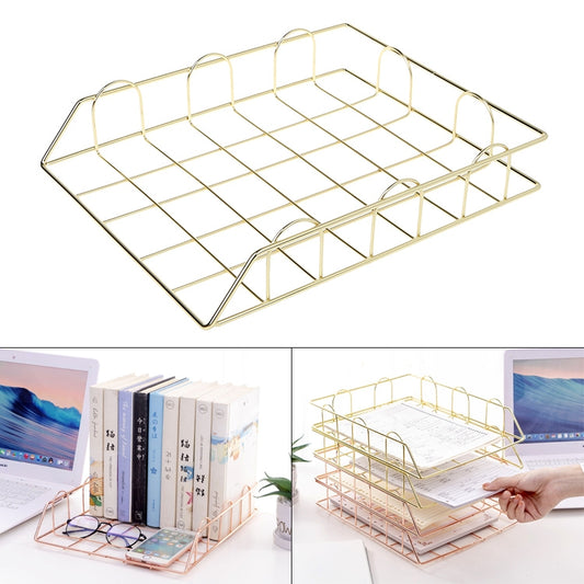 Folding Wrought Iron Letter Magazine Newspaper Holder Storage Rack File Tray Office Desk Organizer Supplies