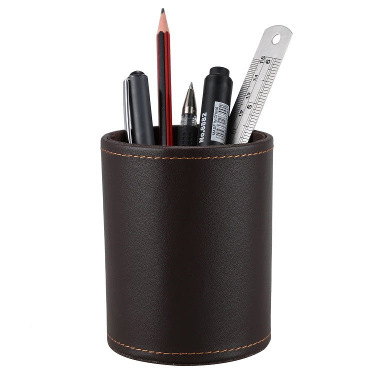 Faux Leather Leather Penholder Desk Supplies Organizer