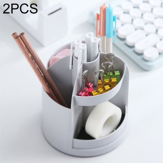 2 PCS Multi-function Rotating Plastic Gift Pen Holder Office Storage Box
