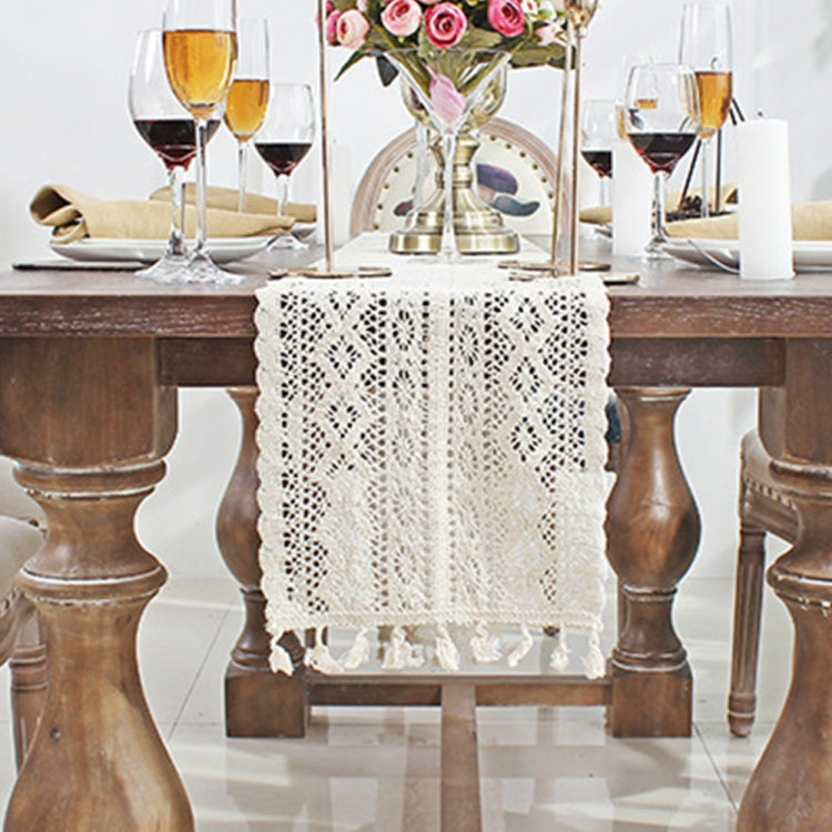 Tassel Lace Floral Romance Retro Crochet Hollow Cotton Blend Table Runner Covers