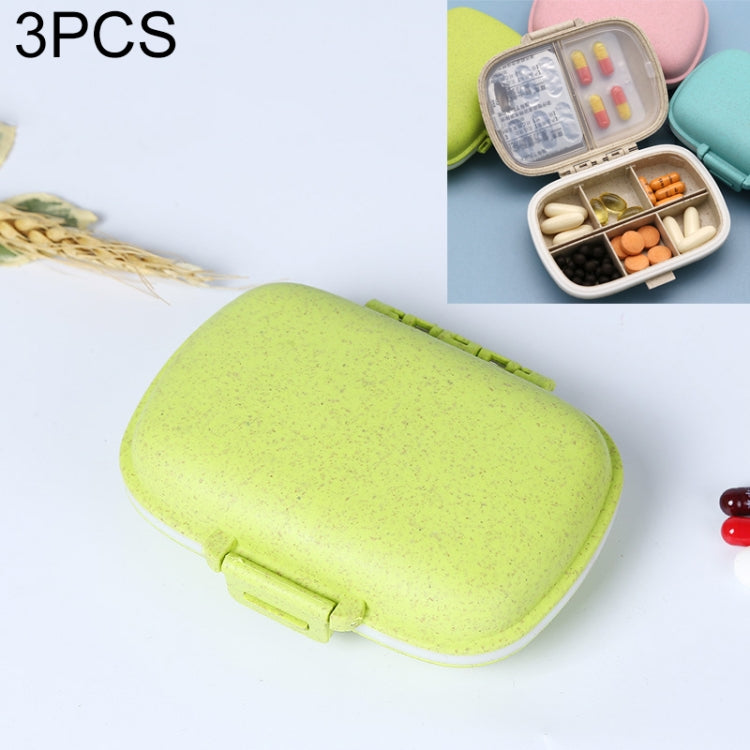 3 PCS 8-Grid Double-layer Portable Mini Straw Pill Storage Box