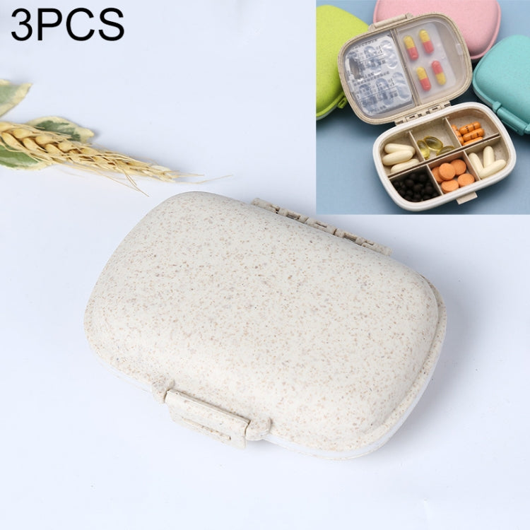 3 PCS 8-Grid Double-layer Portable Mini Straw Pill Storage Box