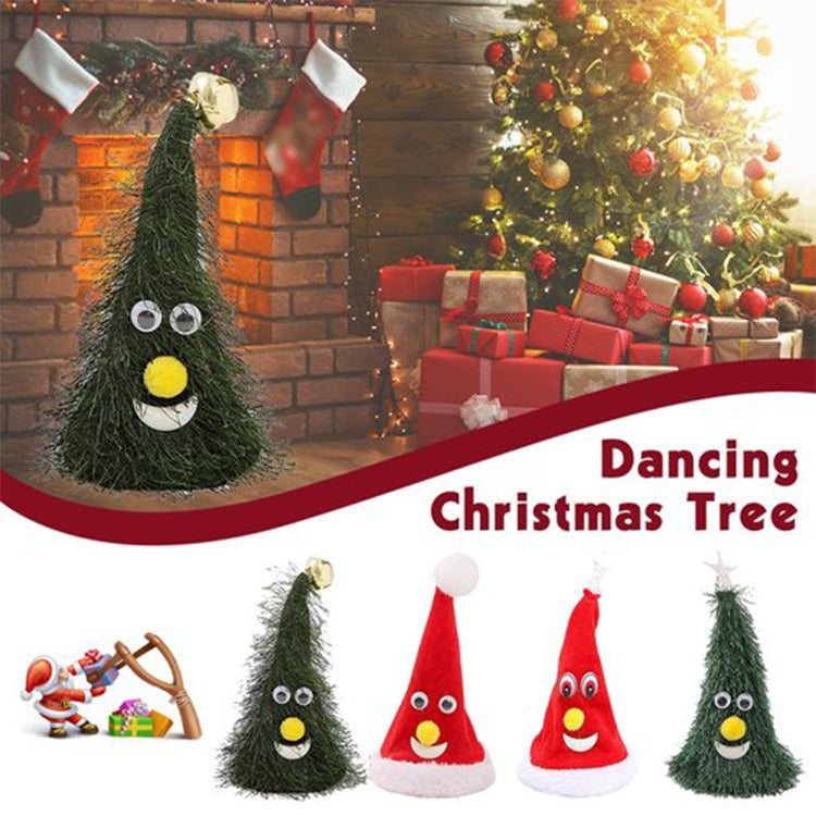 6 inch Electric Cap Christmas Swing Tree Hat Christmas Ornaments Props, Shake Cap with Music, Shake Cap with Pentagram Light, Swing Tree with Bell, Swing Tree with Pentagram Light