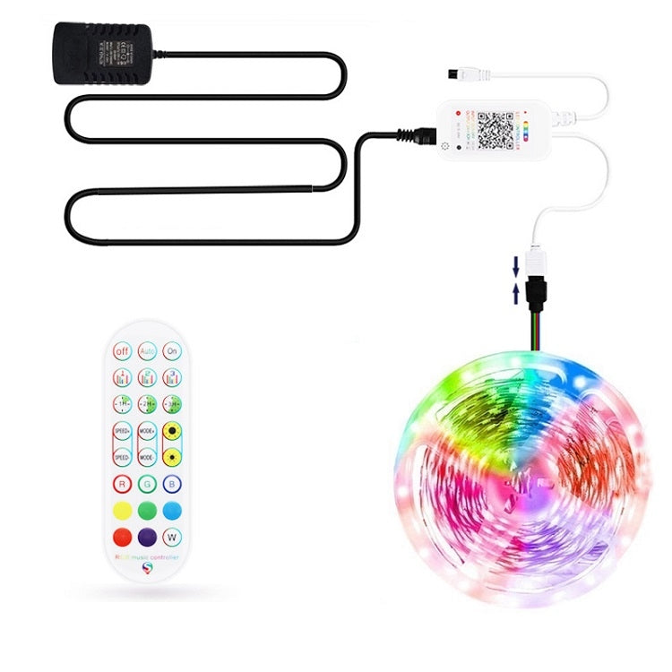 Bluetooth Suit Smart Music Sound Control Light Strip Non-waterproof 5050 RGB Colorful Atmosphere LED Light Strip With 24-Keys Remote Control