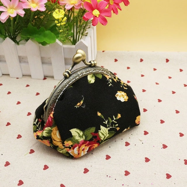 Retro Vintage Flower Small Lady Wallet Hasp Purse Clutch Bag