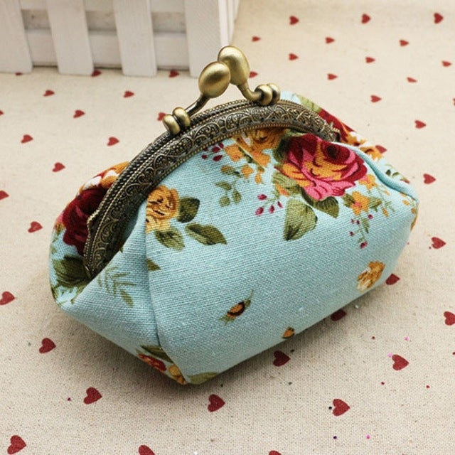 Retro Vintage Flower Small Lady Wallet Hasp Purse Clutch Bag