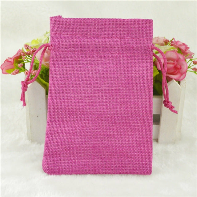 50 PCS Multi size Linen Jute Drawstring Gift Bags Sacks Wedding Birthday Party Favors Drawstring Gift Bags