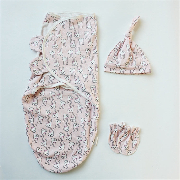 Spring  Summer Cotton Baby Infant Bags Towels Sleeping Bags Knitted Cloth Cap Set