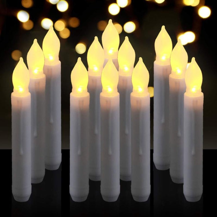 12 PCS/ Box LED Electronic Candle Light Flameless Candle Light Long Rod Christmas Candle, Flashing Warm White Light