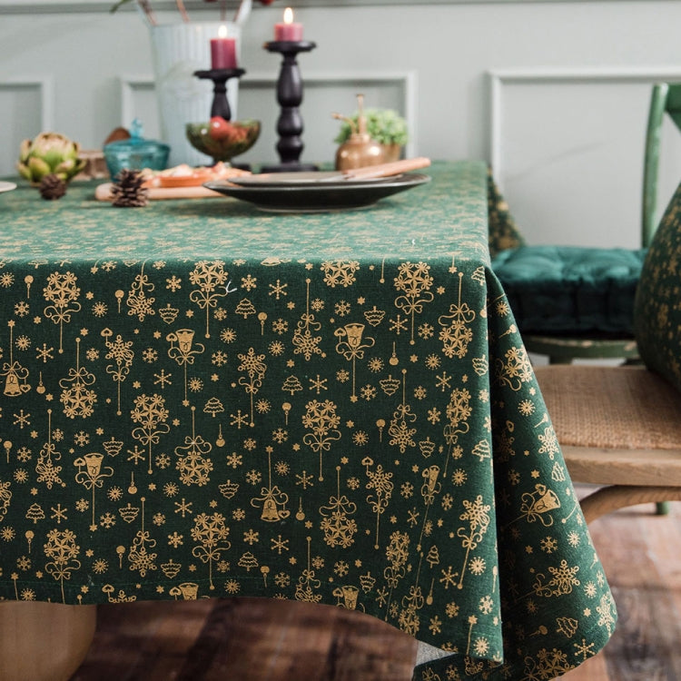 Linen Cotton Christmas Party Tablecloth Rectangle Bronzing Dinning Table Cover
