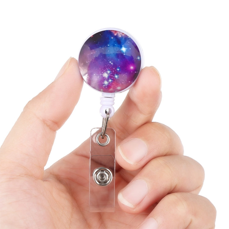 2 PCS Night Starry Sky Marble Crack Puller Retractable Buckle Lanyard Business Key Buckle Card Holder