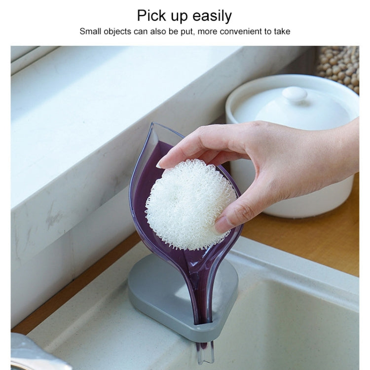 5 PCS Creative Bathroom Free Punching Sucker Transparent Leaf Drain Soap Storage Box