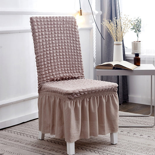 Bubble Skirt Chair Cover Household Elastic Universal One-piece  Seat Stool Cover Fabric Grid Chair Cover