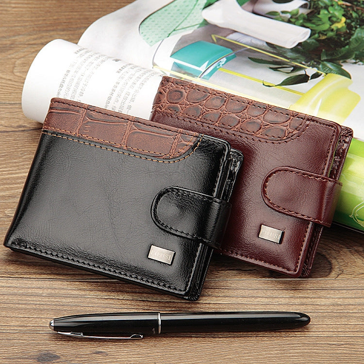Men Vintage Leather Hasp Short Coin Pocket Purse Card Holder Wallets