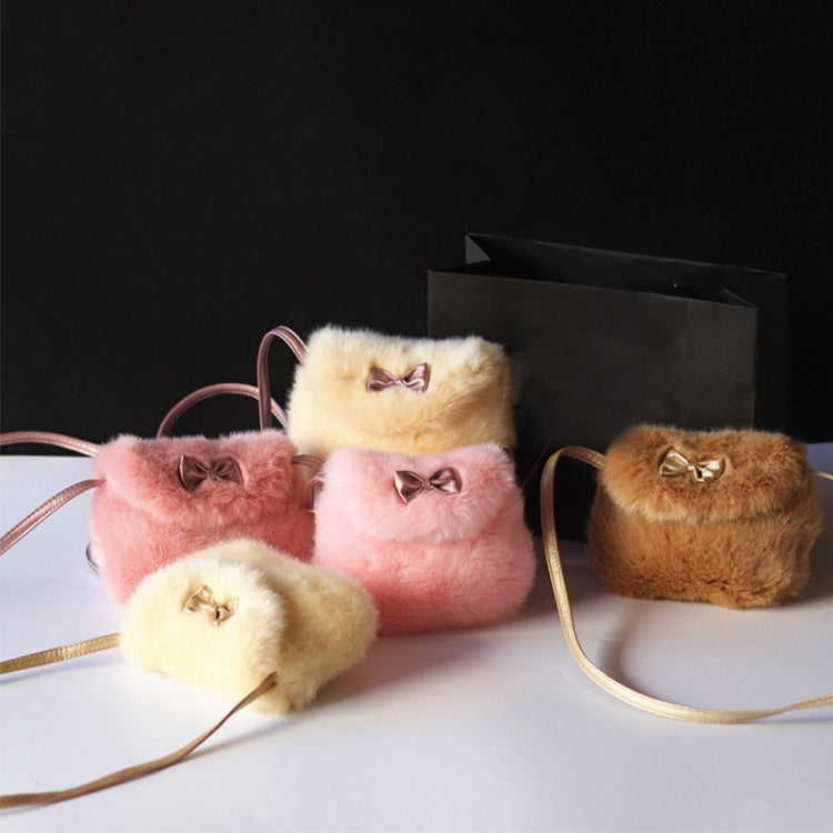 Cute Princess Girl Mini Cross body Bag Fashion Bowknot Imitation Fur Shoulder Messenger Bag Purse