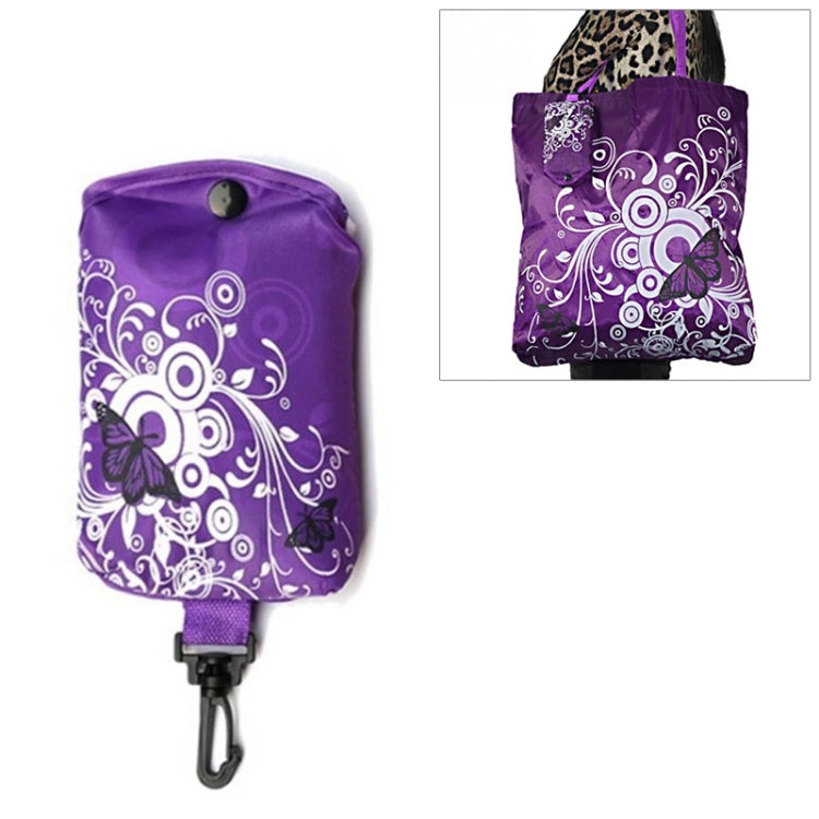 Foldable Shopping Bag Butterfly Flower Oxford Fabric Shoulder Bag Reusable Tote Bag, purple, coffee, red, rose red, purple red, sapphire blue, sky blue, orange, black