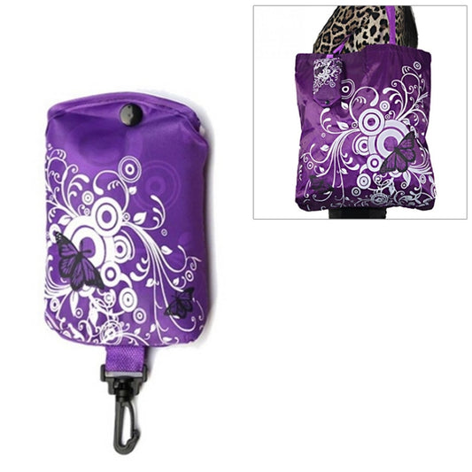 Foldable Shopping Bag Butterfly Flower Oxford Fabric Shoulder Bag Reusable Tote Bag, purple, coffee, red, rose red, purple red, sapphire blue, sky blue, orange, black