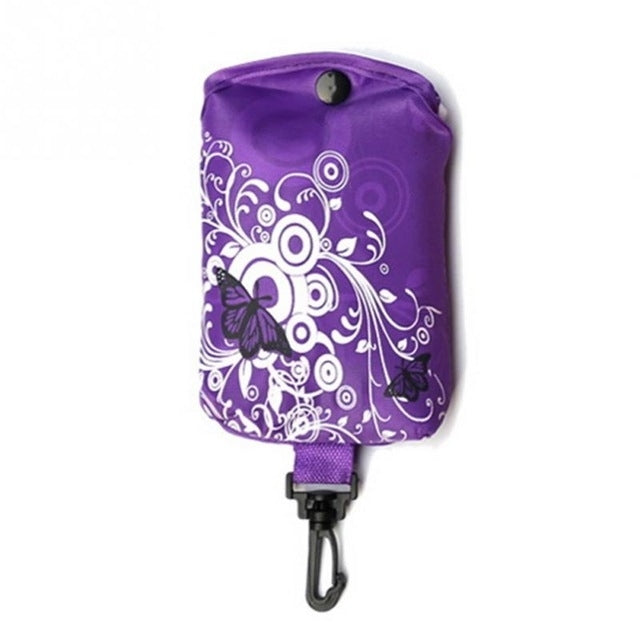 Foldable Shopping Bag Butterfly Flower Oxford Fabric Shoulder Bag Reusable Tote Bag, purple, coffee, red, rose red, purple red, sapphire blue, sky blue, orange, black