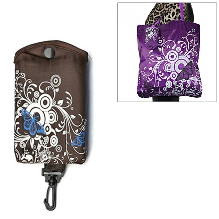 Foldable Shopping Bag Butterfly Flower Oxford Fabric Shoulder Bag Reusable Tote Bag, purple, coffee, red, rose red, purple red, sapphire blue, sky blue, orange, black
