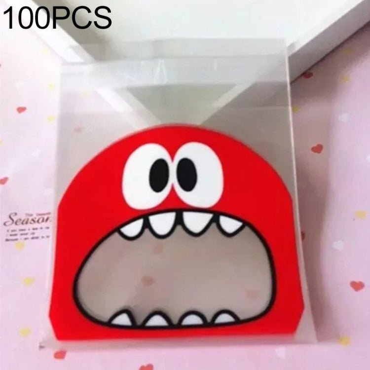 100 PCS Cute Big Teech Mouth Monster Plastic Bag Wedding Birthday Cookie Candy Gift OPP Packaging Bags, 7x7cm, 10x10cm