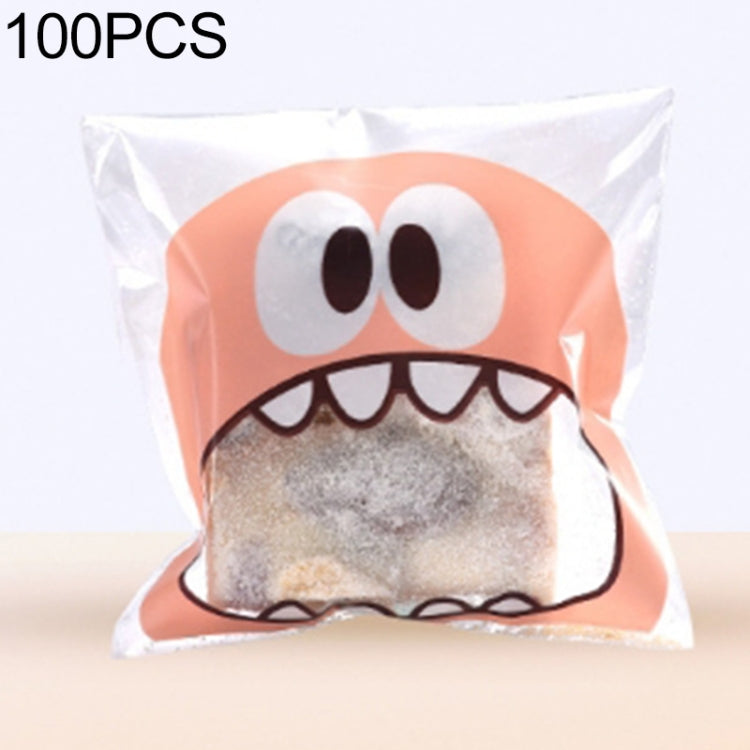 100 PCS Cute Big Teech Mouth Monster Plastic Bag Wedding Birthday Cookie Candy Gift OPP Packaging Bags, 7x7cm, 10x10cm
