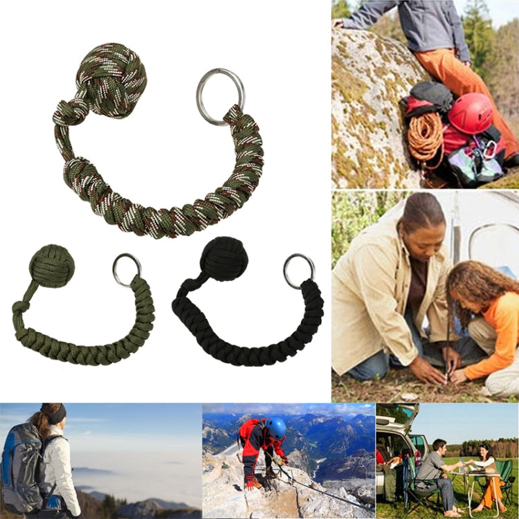 Outdoor Security Protection Black Monkey Fist Steel Ball Bearing Self Defense Lanyard Survival Key Chain