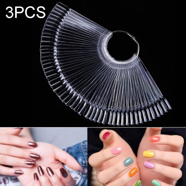 3 Set Fan-shaped Nail Mold Swatch Nail Polish Color Card Nail Art Display Board