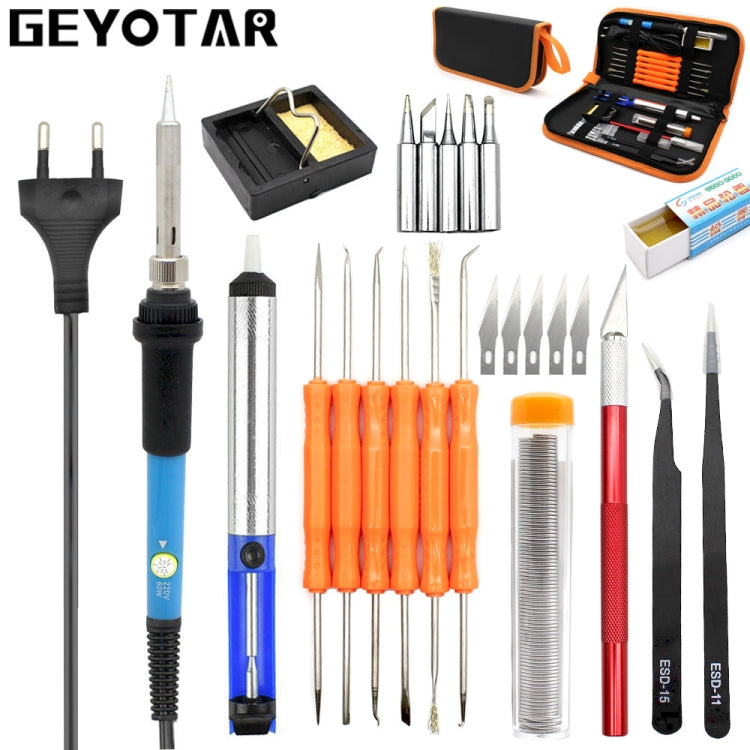 60W Adjustable Temperature Electric Soldering Iron Kit + 5 PCS Tips Portable Welding Repair Tool Tweezers Hobby knife