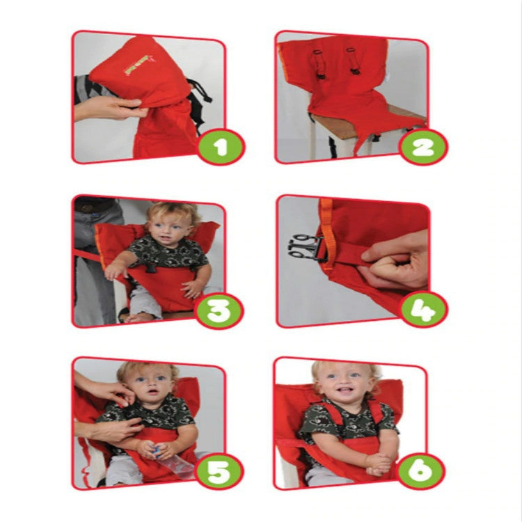 Baby Portable Seat Kids Chair Travel Foldable Washable Infant Dining Seat Cover Safety Belt