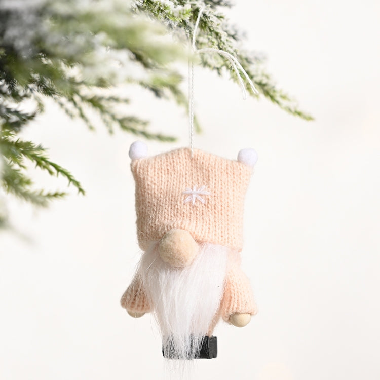 Christmas Decorations Double Ball Cap Forest Old Man Knitted Pendant Faceless Doll Ornaments, Red, Pink, Brown, Dark Green, Gray, White