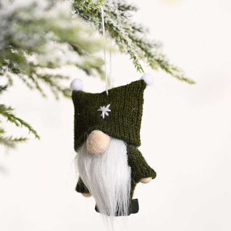 Christmas Decorations Double Ball Cap Forest Old Man Knitted Pendant Faceless Doll Ornaments, Red, Pink, Brown, Dark Green, Gray, White