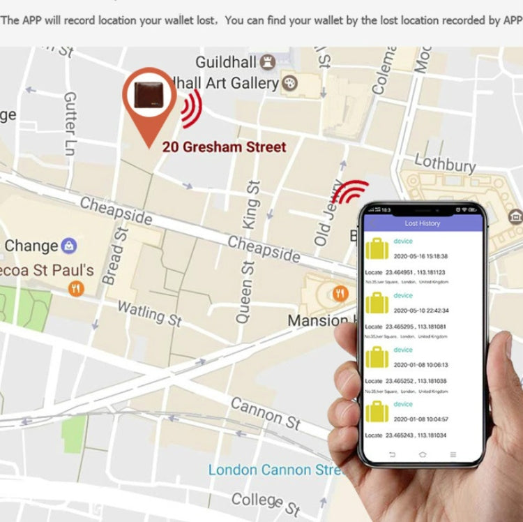 Men Leather Business Wallet Smart Anti-Lost Anti-Theft Wallet