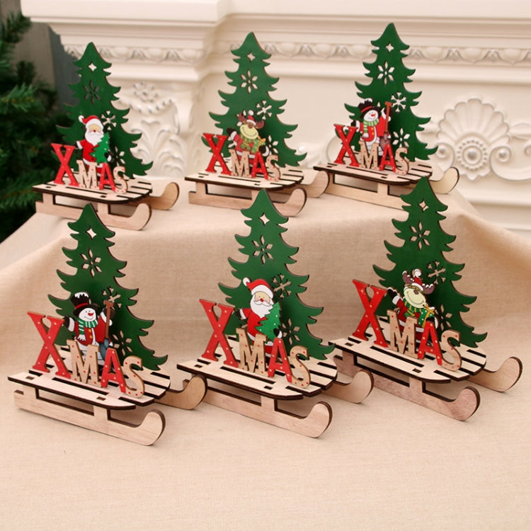 Christmas Decorations Christmas Painted Wooden Assembly DIY Sleigh Car Decoration Jigsaw Puzzle Gift
